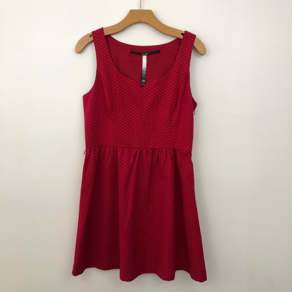 Kensie Embroidered Red Dress
